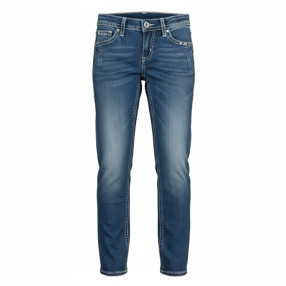 Rock Revival Jeans Women's 28 Blue Elena Embroidered Flap Pockets Y2K